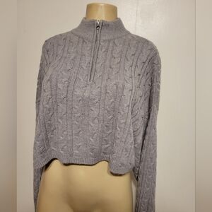 Garage Knitted Grey Sweater Large Zipped Comfy Fall Winter